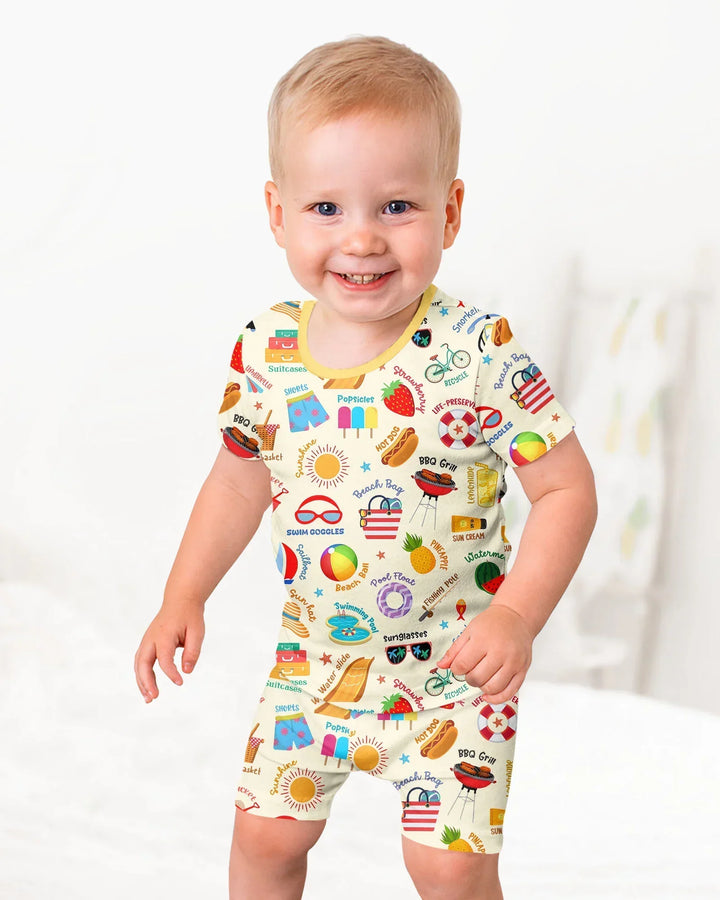 Love Summer Bamboo Two Piece Short Sleeve Shorts Pajama Set