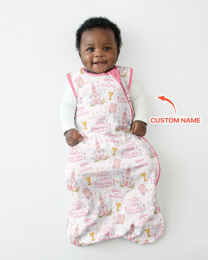 Custom Name Baptism Christening Straight Outta Holy Water Bamboo Sleep Bag