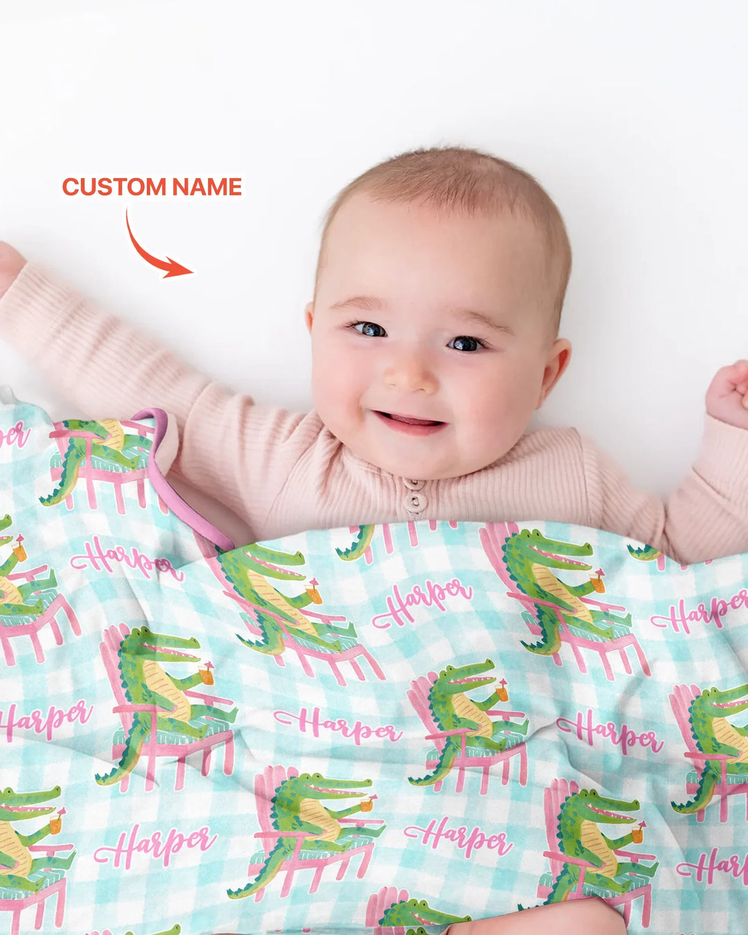 Custom Name Preppy Later Gator Bamboo Blanket
