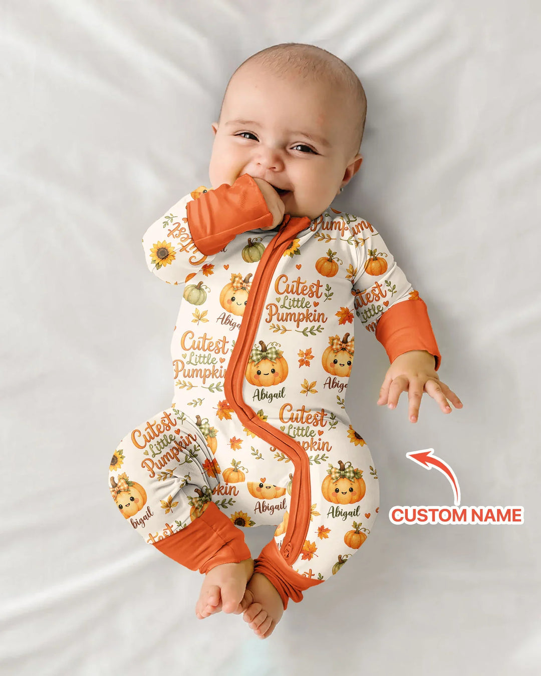 Custom Name Cutest Little Pumpkin Bamboo Convertible Zippy