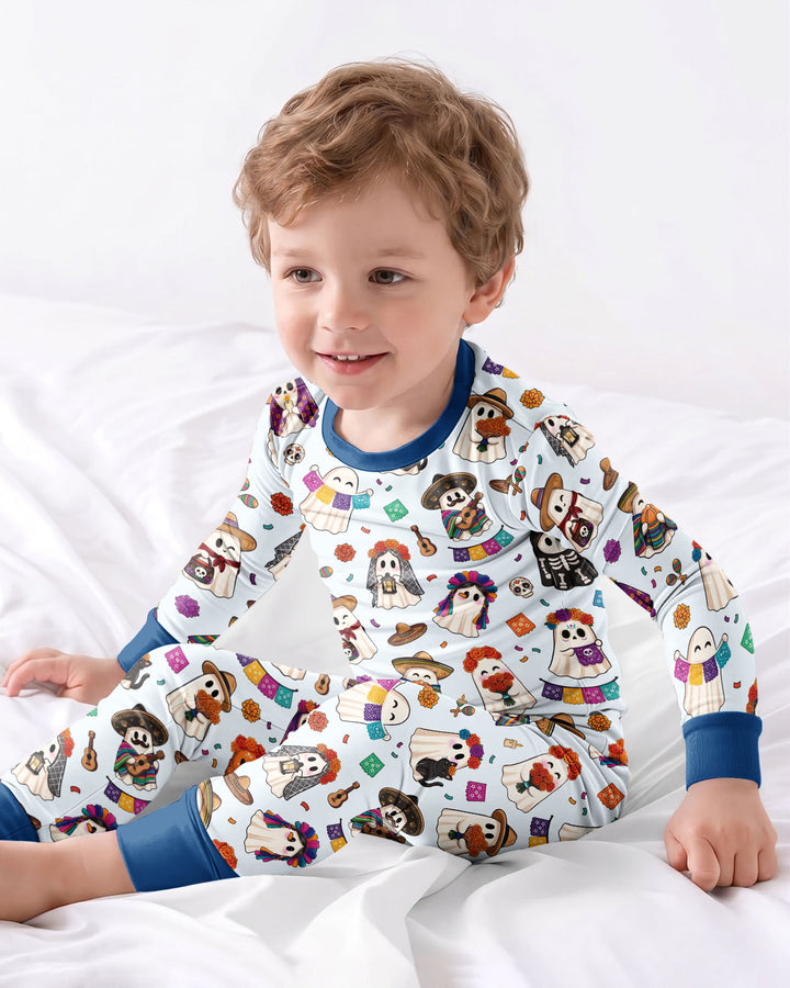 Dia De Los Muertos Mexican Ghost Bamboo Two Piece Long Sleeve Pajama Set