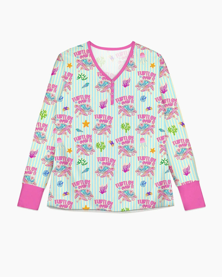 Turtley Over It Family Matching Bamboo Women Pajama Set