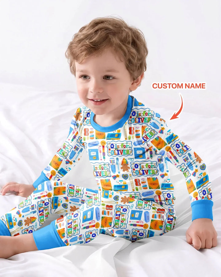 Custom Name Classroom Cuties Bamboo Two Piece Long Sleeve Pajama Set
