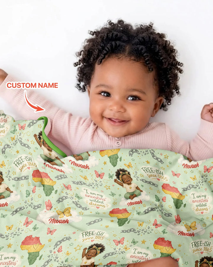 Custom Name Juneteenth I Am My Ancestors' Wildest Dream Bamboo Blanket