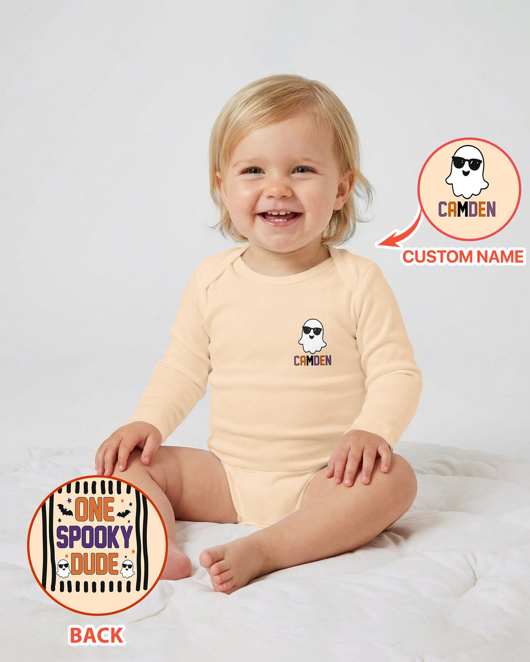 Custom Name Halloween One Spooky Dude Bamboo Bodysuit