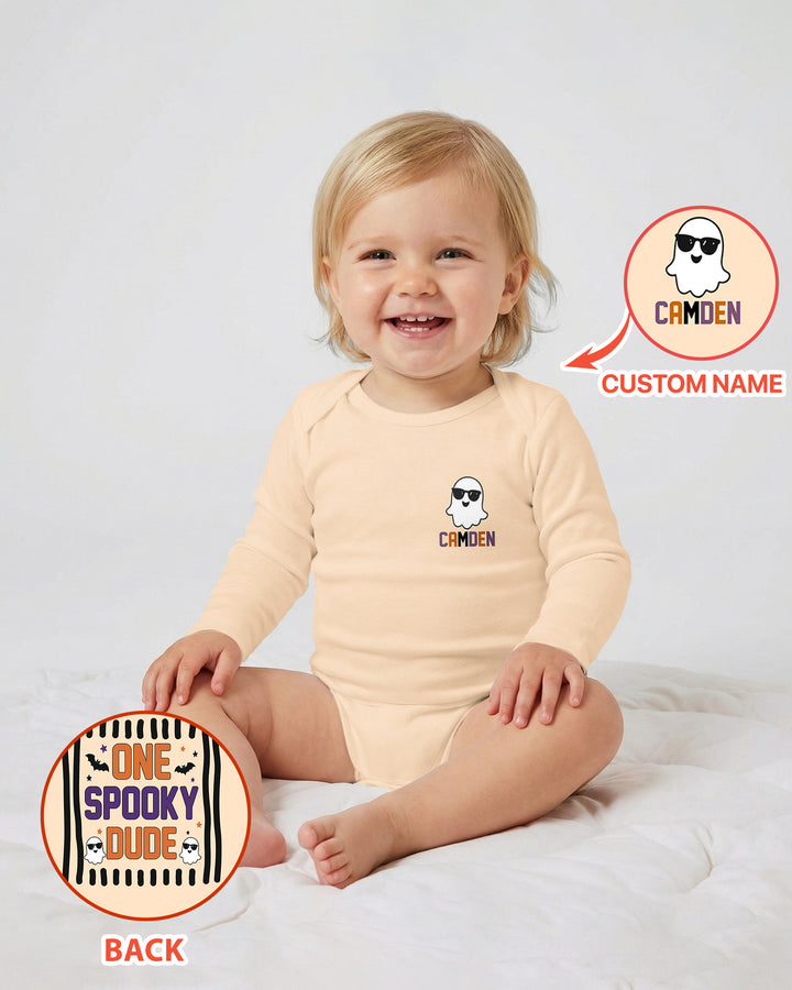 Custom Name Halloween One Spooky Dude Bamboo Bodysuit
