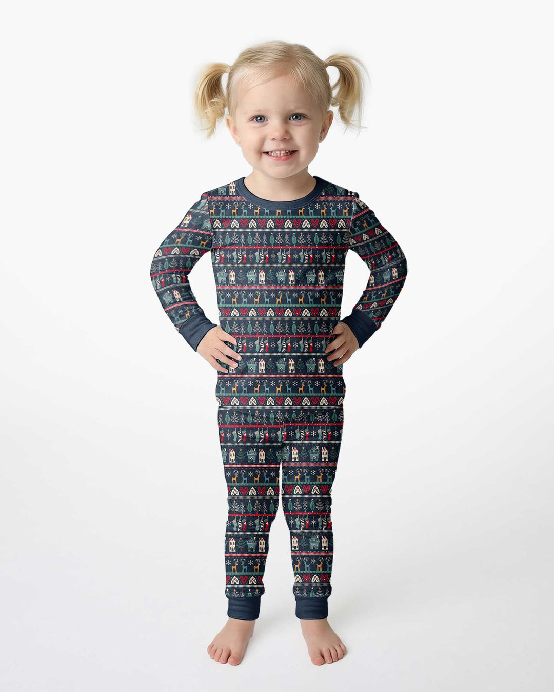 Vintage Nordic Christmas Bamboo Two Piece Long Sleeve Pajama Set