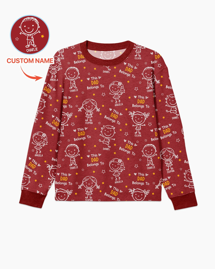 Custom Name This Dad Belongs To Doodle Bamboo Men's Pajama Set