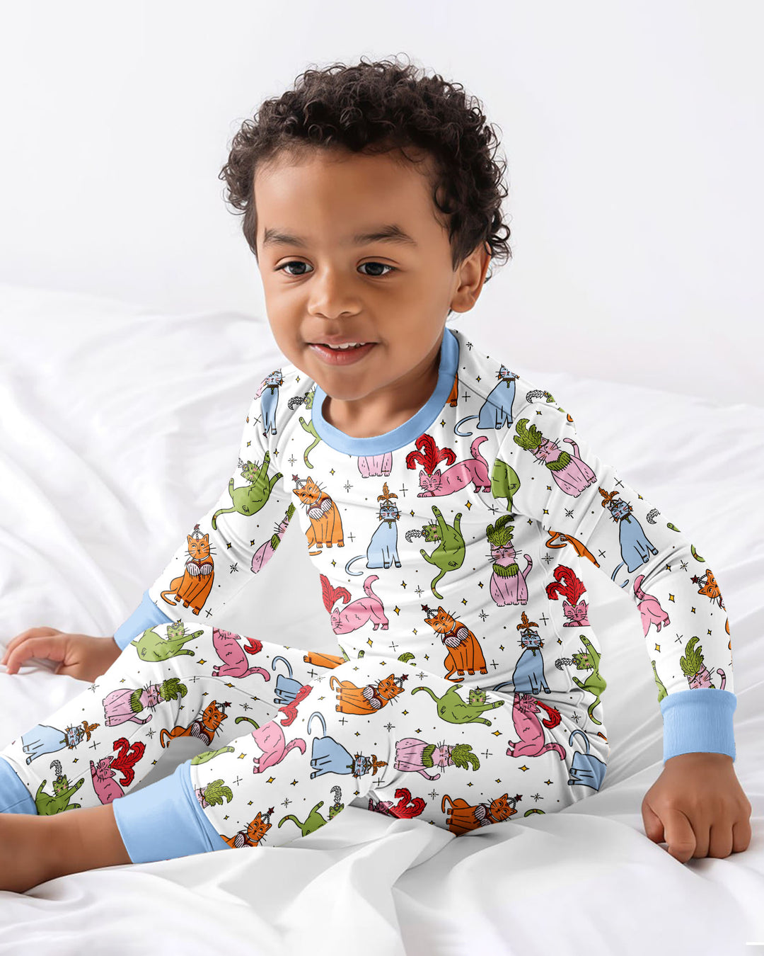 Whimsical Cats Bamboo Two Piece Long Sleeve Pajama Set