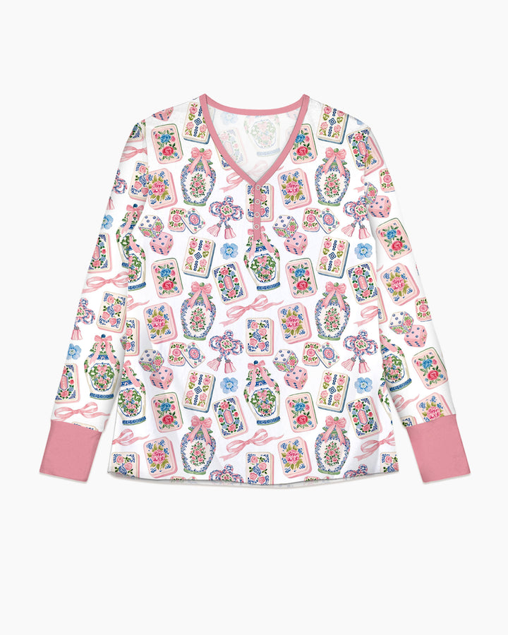 Chinoiserie Mahjong Mommy & Me Matching Bamboo Women Pajama Set