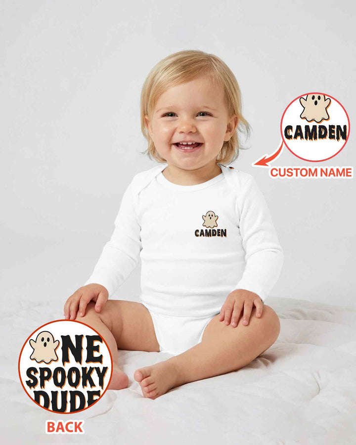 Personalized Ghost Halloween Baby Bamboo Bodysuit