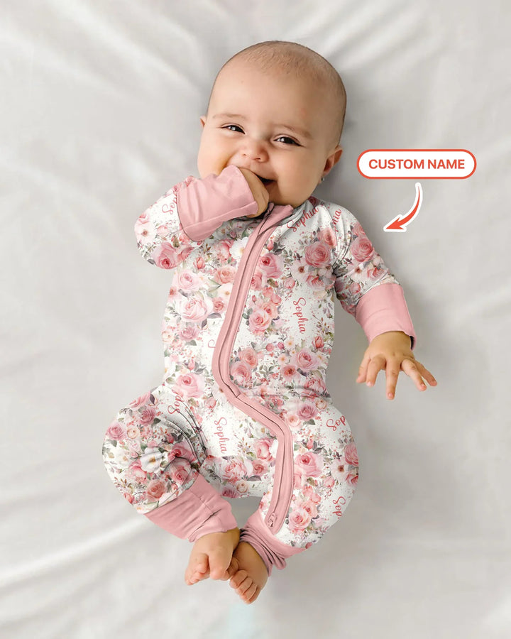 Custom Name Birth Month Flowers Bamboo Convertible Zippy