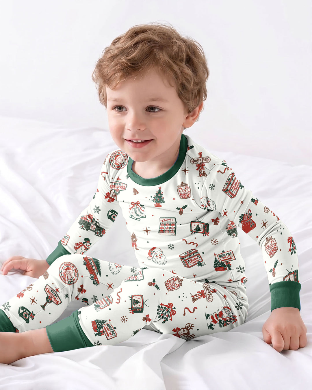 North Pole Retro Bamboo Two Piece Long Sleeve Pajama Set