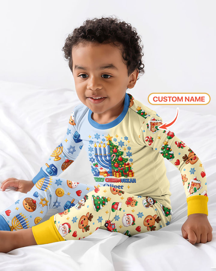 Merry Chrismukkah Bamboo Two Piece Long Sleeve Pajama Set