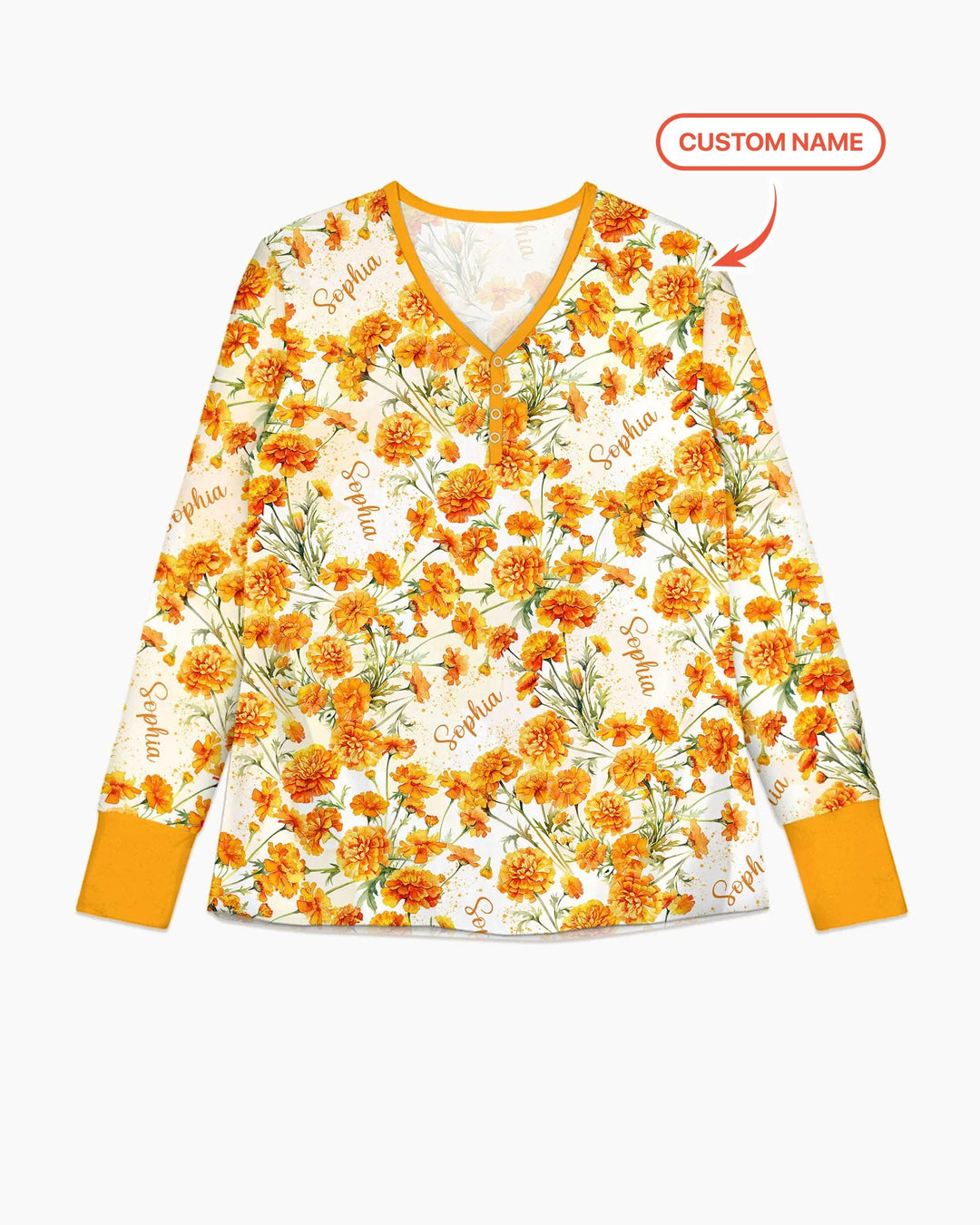 Custom Name Birth Month Flowers Bamboo Women Pajama Set