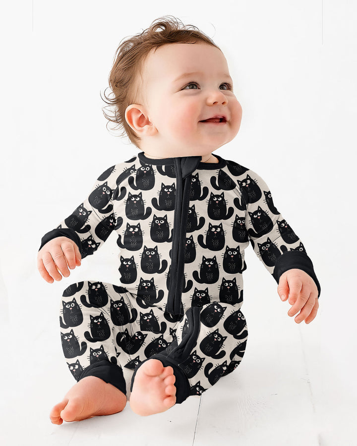 Moody Black Cats in Black and White Bamboo Convertible Zippy