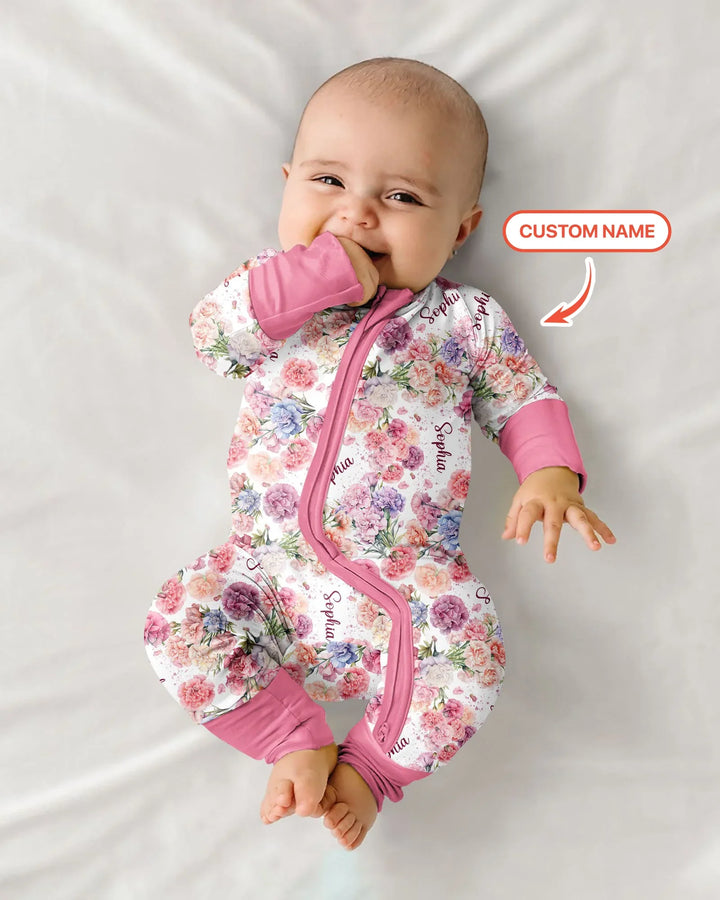 Custom Name Birth Month Flowers Bamboo Convertible Zippy