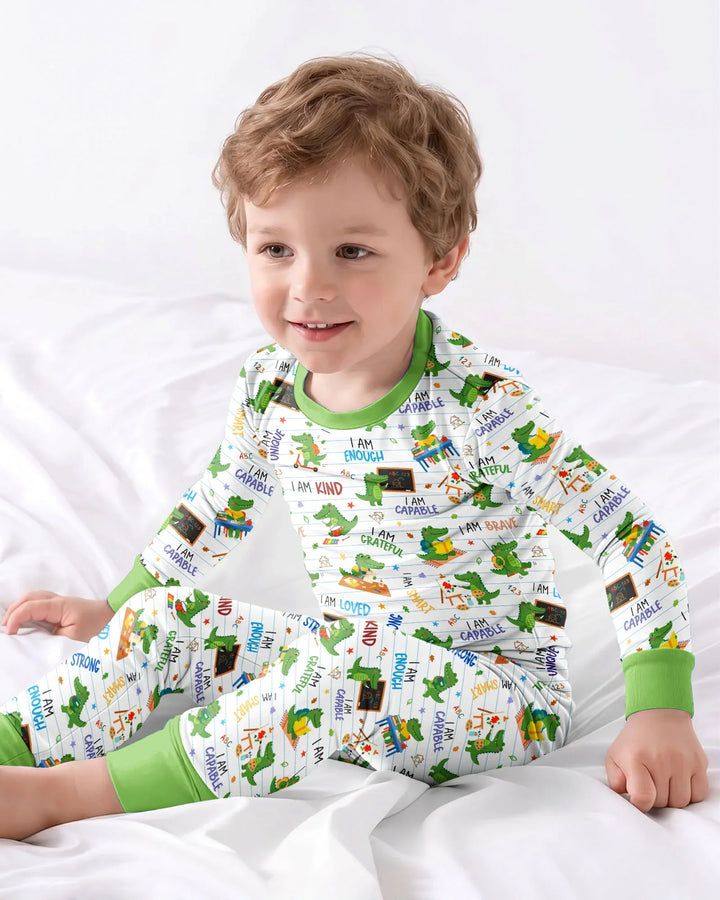 Brave Gator Days Bamboo Two Piece Long Sleeve Pajama Set