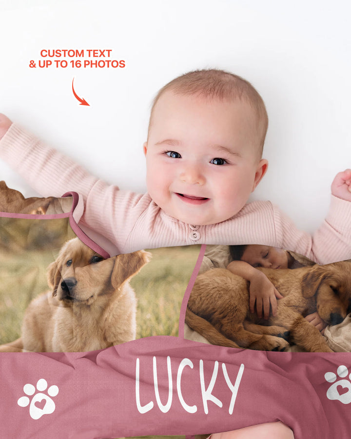 Custom Pet Photo Collage Bamboo Blanket