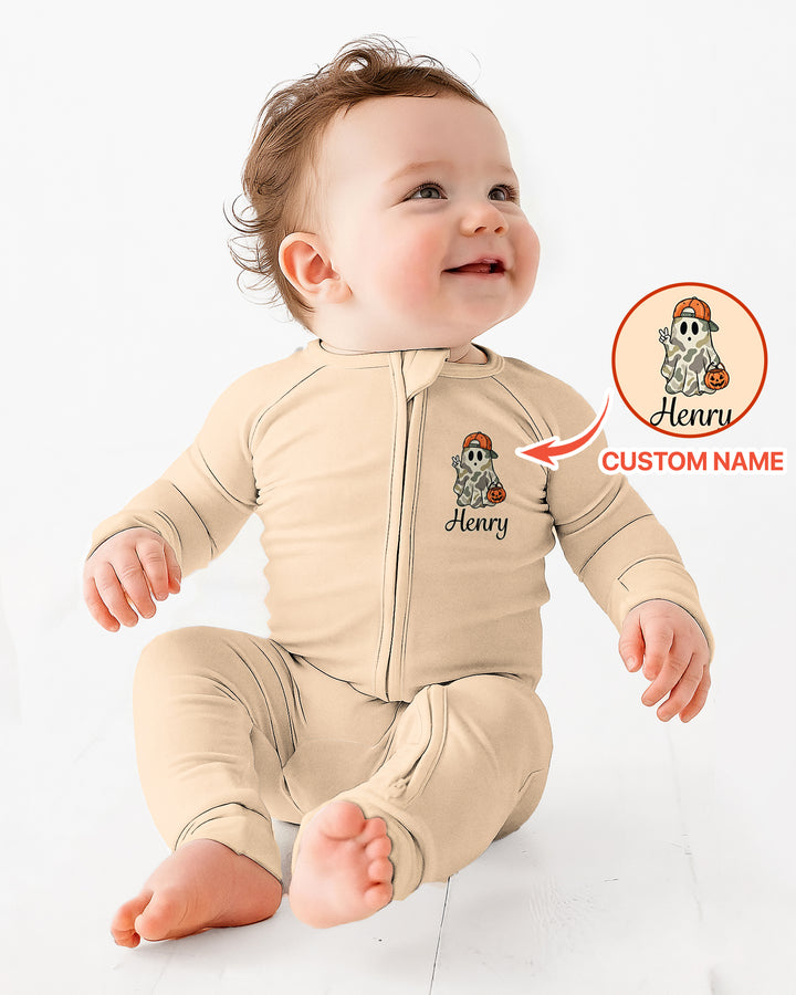 Personalized Baby Boy Halloween Ghost Bamboo Convertible Zippy