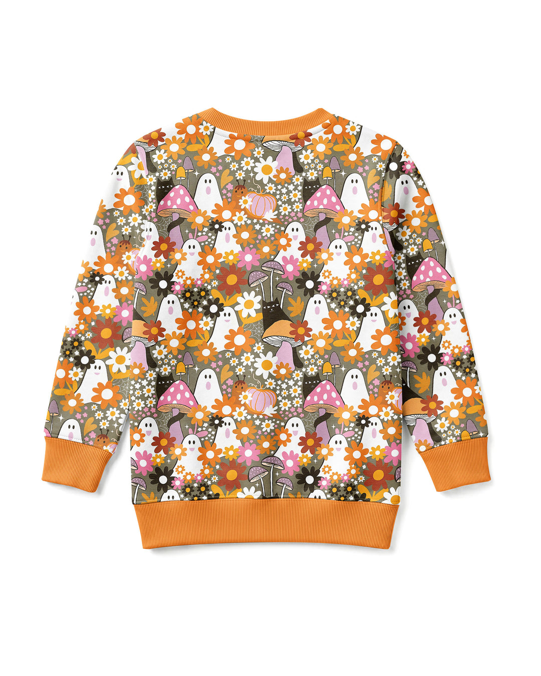 Retro Ghost Mushroom Floral Halloween Bamboo Crewneck Sweatshirt