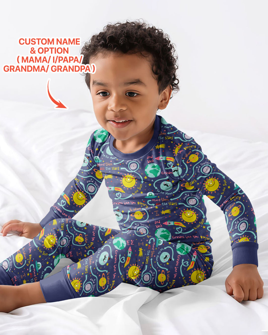 Love to the Moon and Back  Bamboo Two Piece Long Sleeve Pajama Set