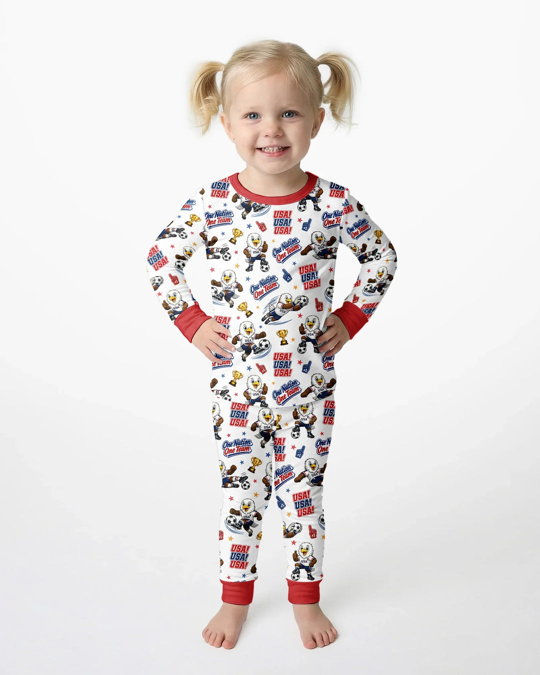 Soccer One Nation One Team Bamboo Two Piece Long Sleeve Pajama Set