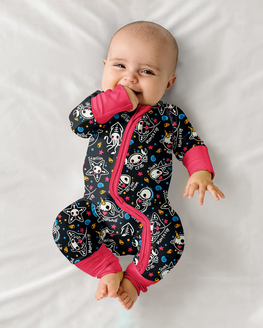 Kawaii Skeleton Ocean Animals Bamboo Convertible Zippy