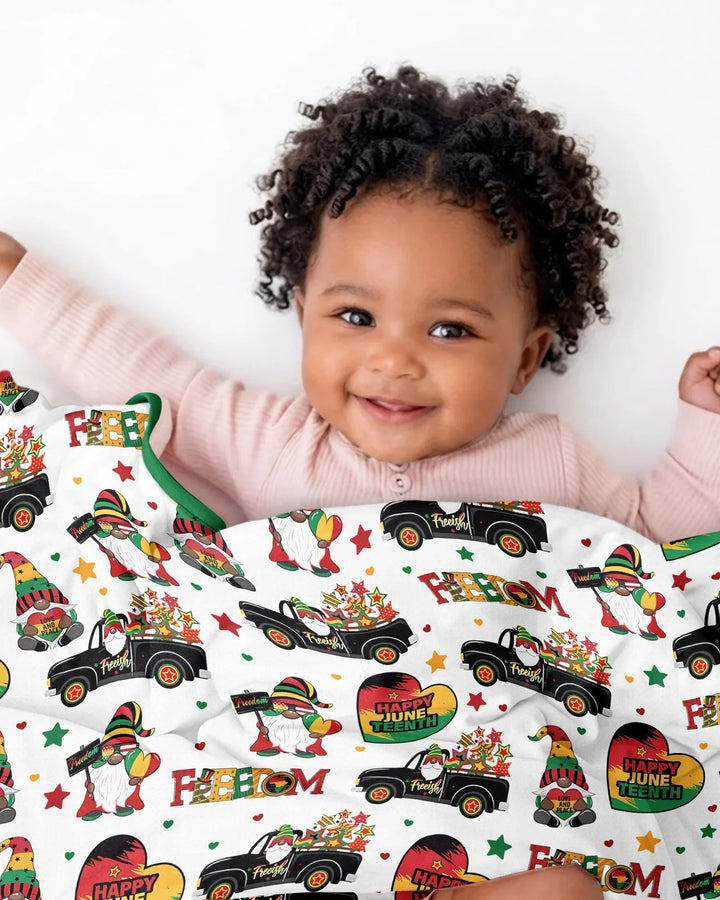 Gnome Happy Juneteenth Bamboo Blanket