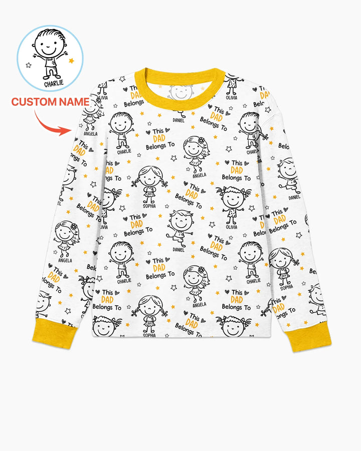 Custom Name This Dad Belongs To Doodle Bamboo Men's Pajama Set