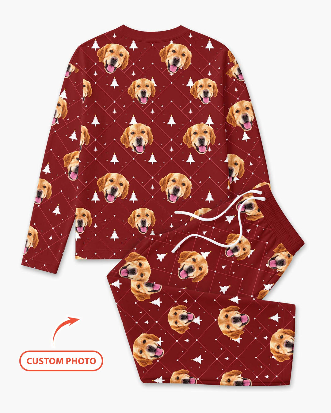 Custom Photo With Christmas Pattern Pajamas Bamboo Men's Pajama Set
