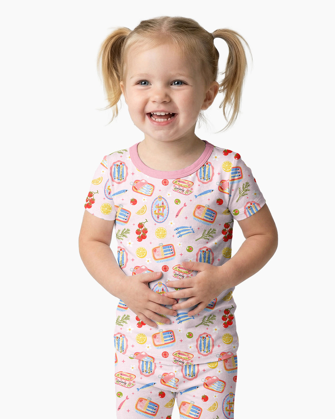 Preppy Sardines Bamboo Two Piece Short Sleeve Pajama Set