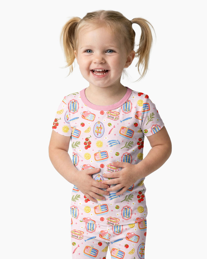 Preppy Sardines Bamboo Two Piece Short Sleeve Pajama Set