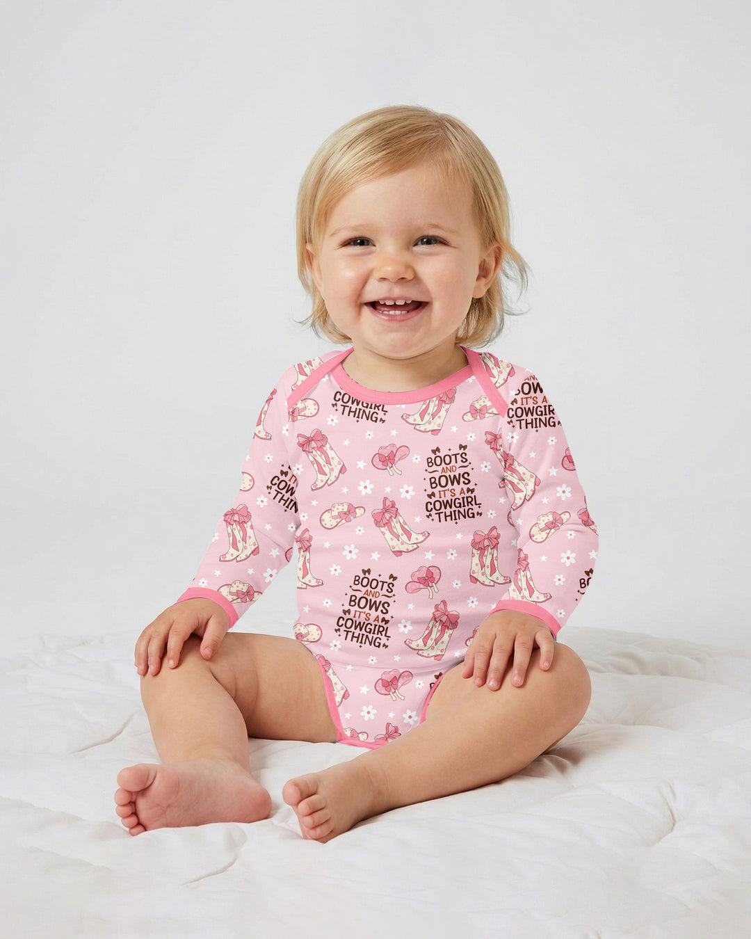 Western Cowgirl Boots And Bows Bamboo Bodysuit
