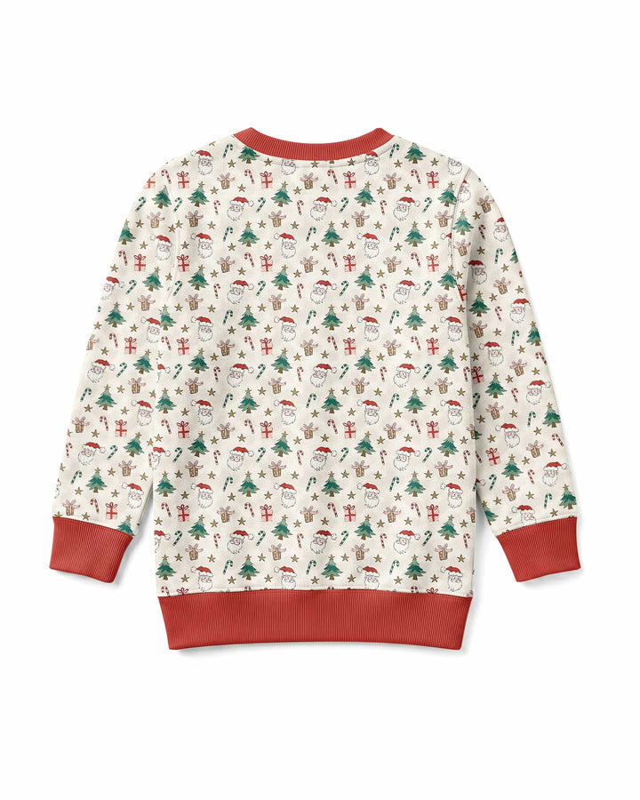 Vintage Santa Christmas Doodles Bamboo Crewneck Sweatshirt