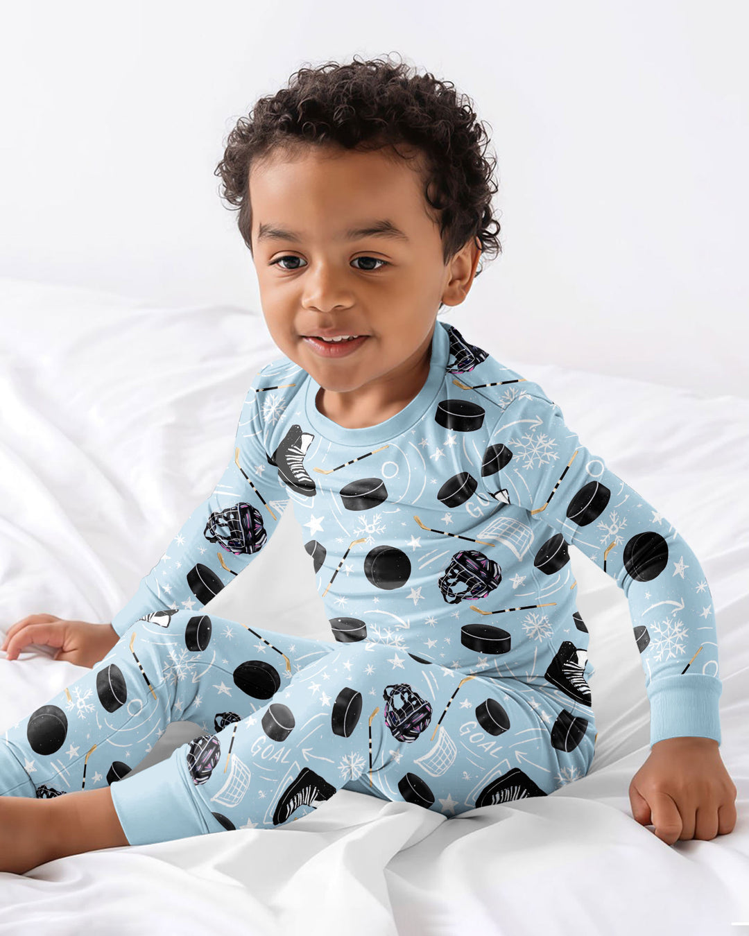 Little Hockey Fan Bamboo Two Piece Long Sleeve Pajama Set