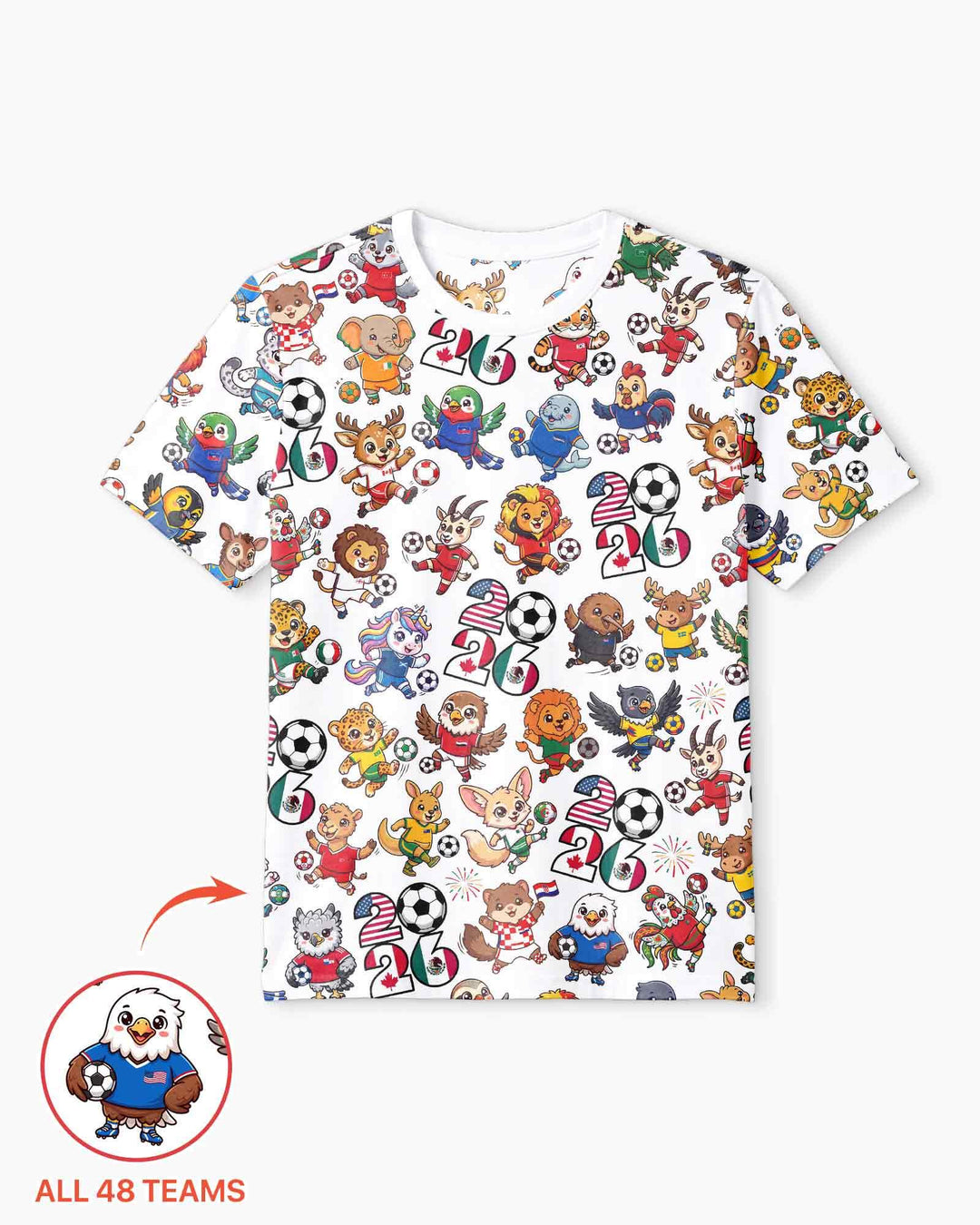 Kawaii Animals Soccer Tour 2026 Family Matching Bamboo Men Short Sleeve Short Pajama Set