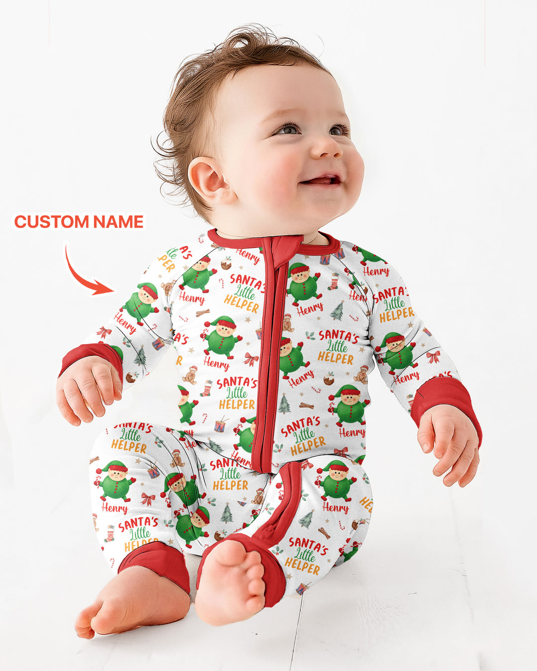 Custom Name Santa's Little Helper Bamboo Convertible Zippy