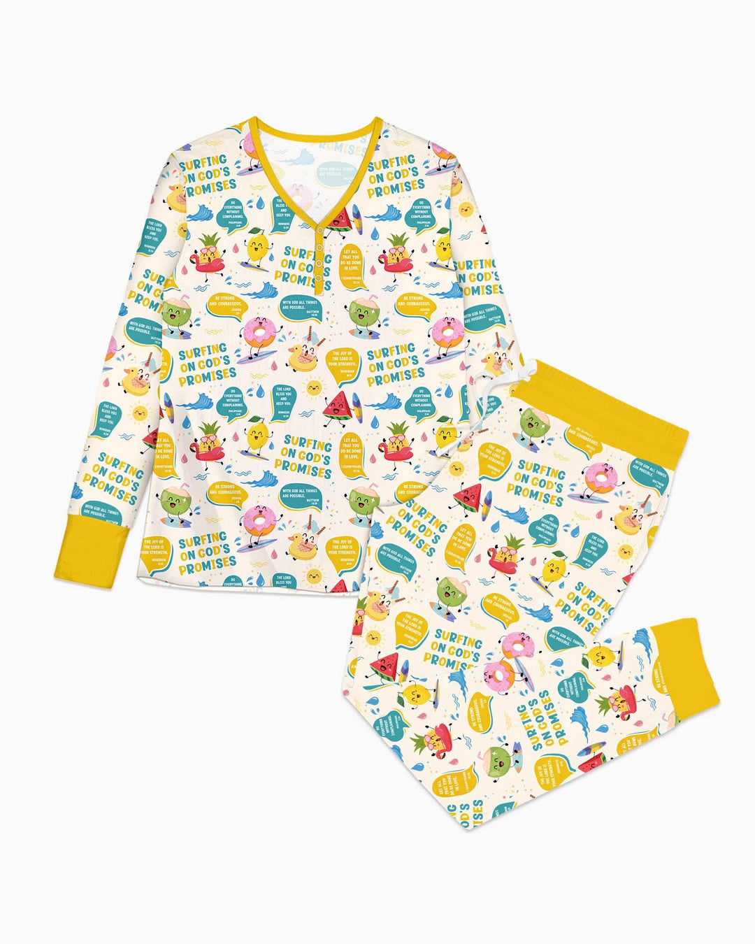Summer Fruits Surfing On God's Promises Bamboo Women Pajama Set