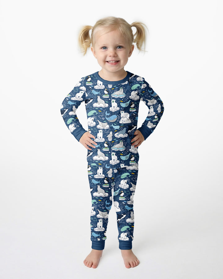 Animal Icebergs Bamboo Two Piece Long Sleeve Pajama Set