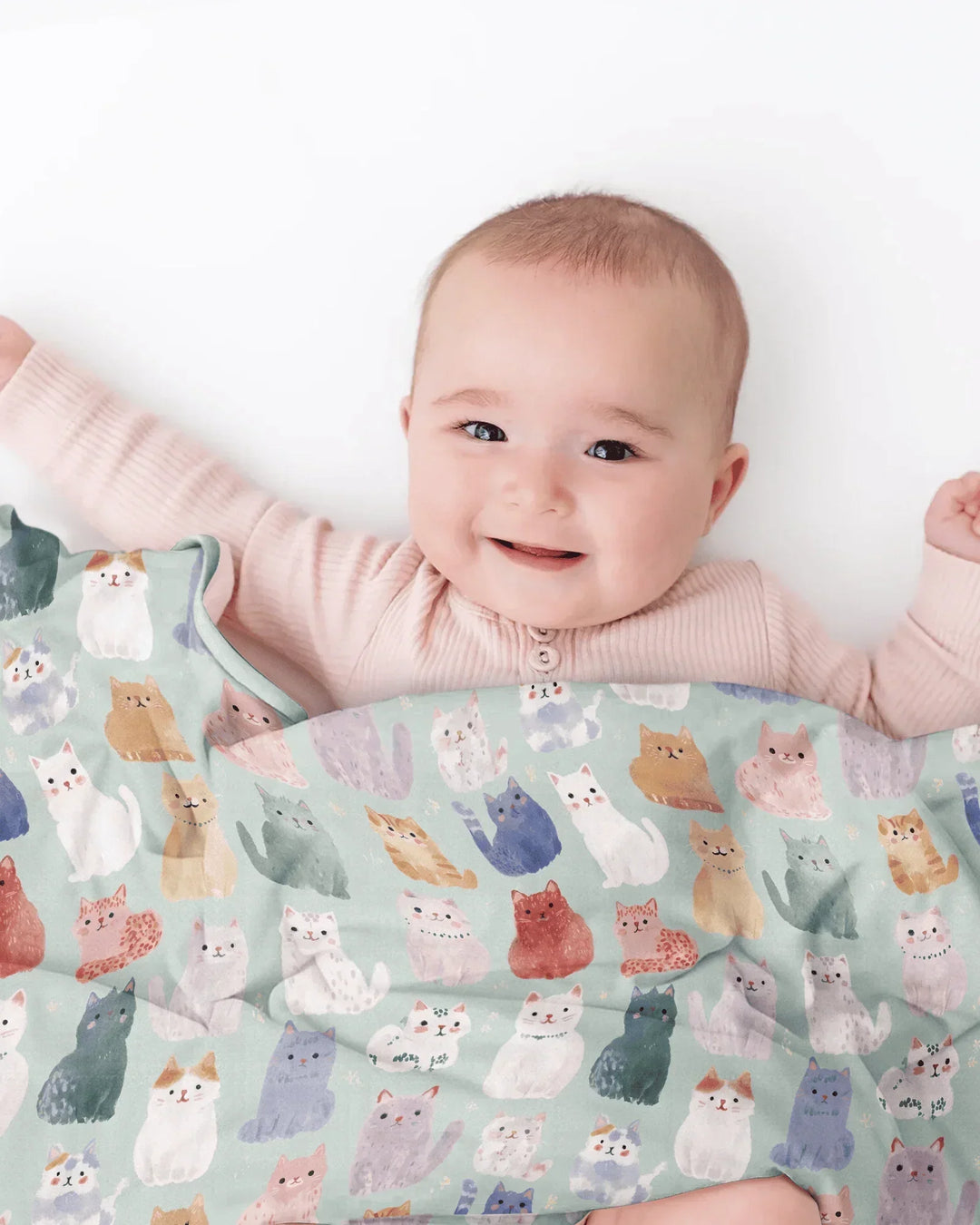 Enchanted Happy Kitty Family Matching Bamboo Blanket