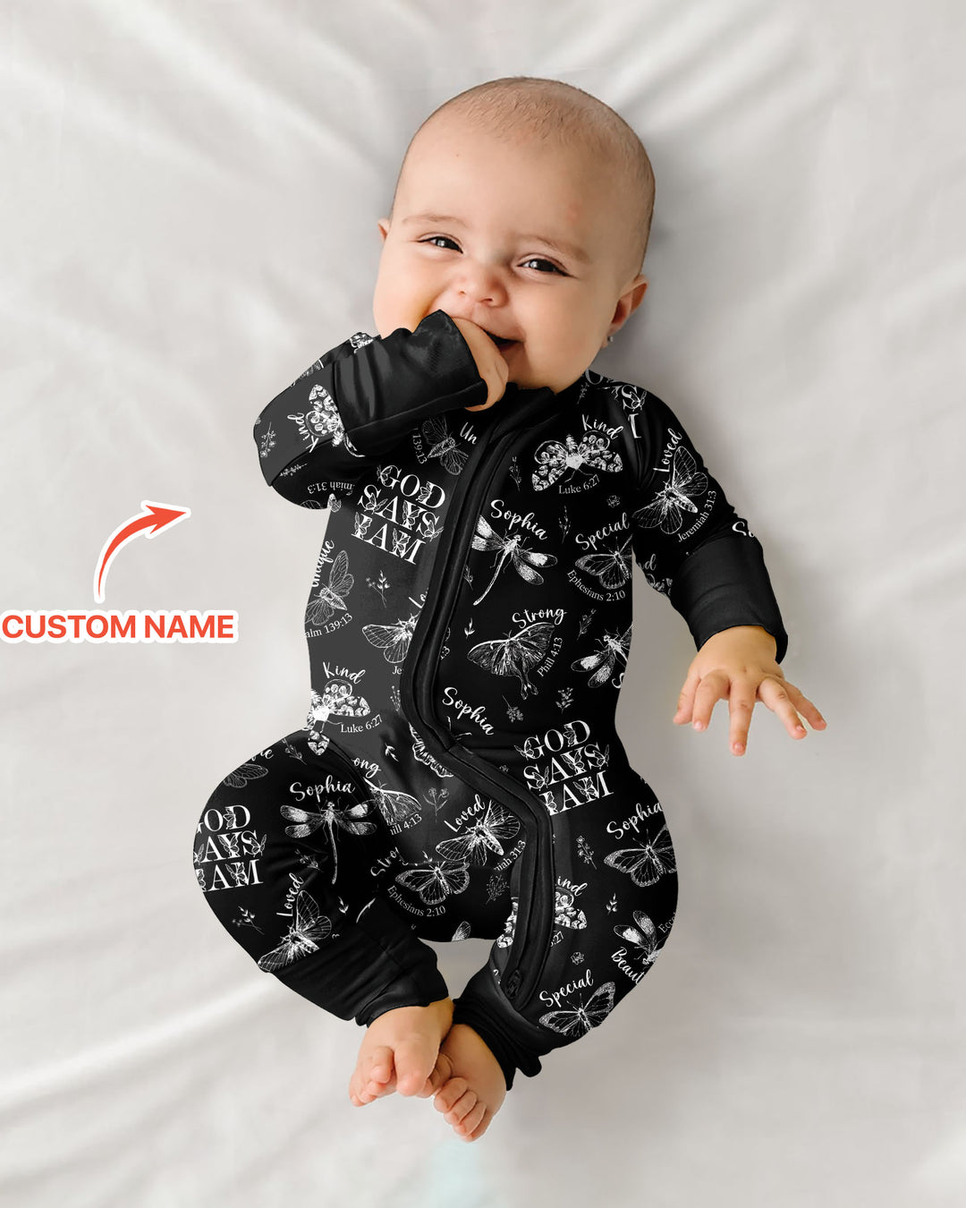 Custom Name God Says I Am Midnight Wings Bamboo Convertible Zippy