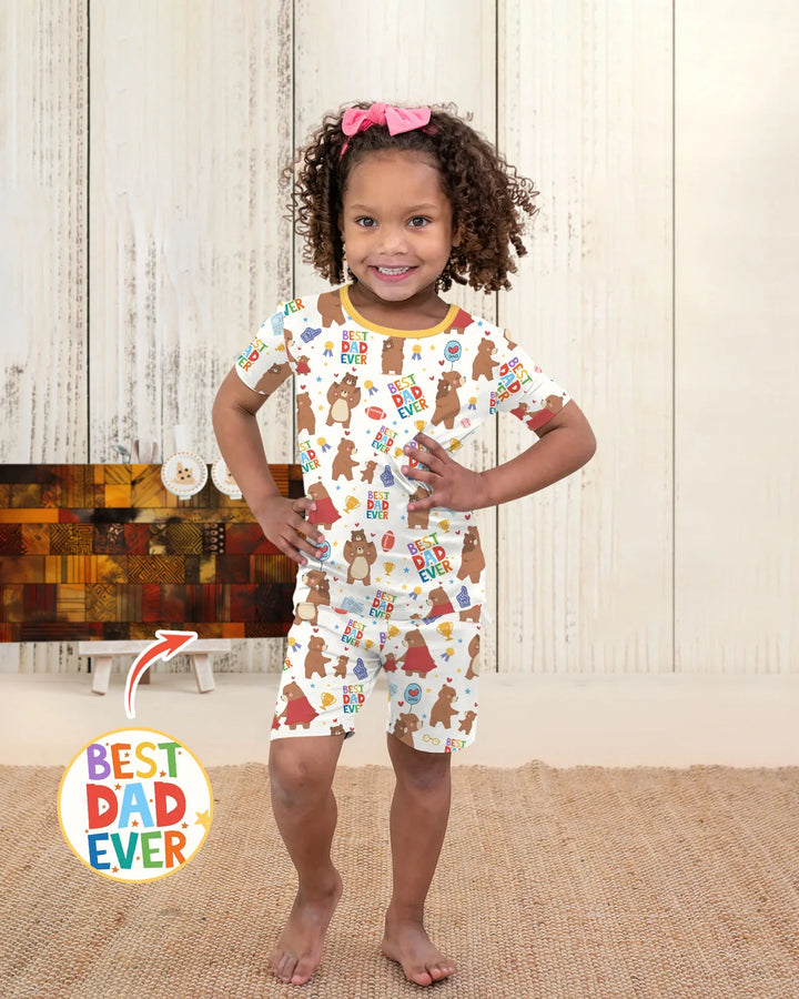 Best Daddy Bear Ever Family Matching Bamboo Two Piece Short Sleeve Shorts Pajama Set