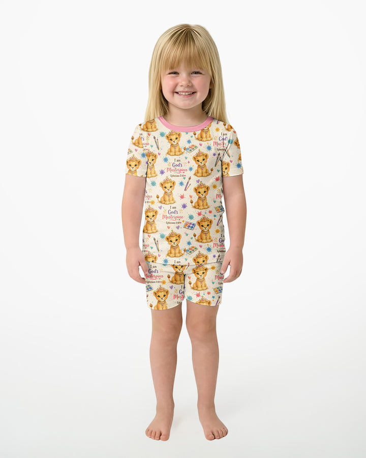 I Am God's Masterpiece Two Piece Short Sleeve Shorts Pajama Set