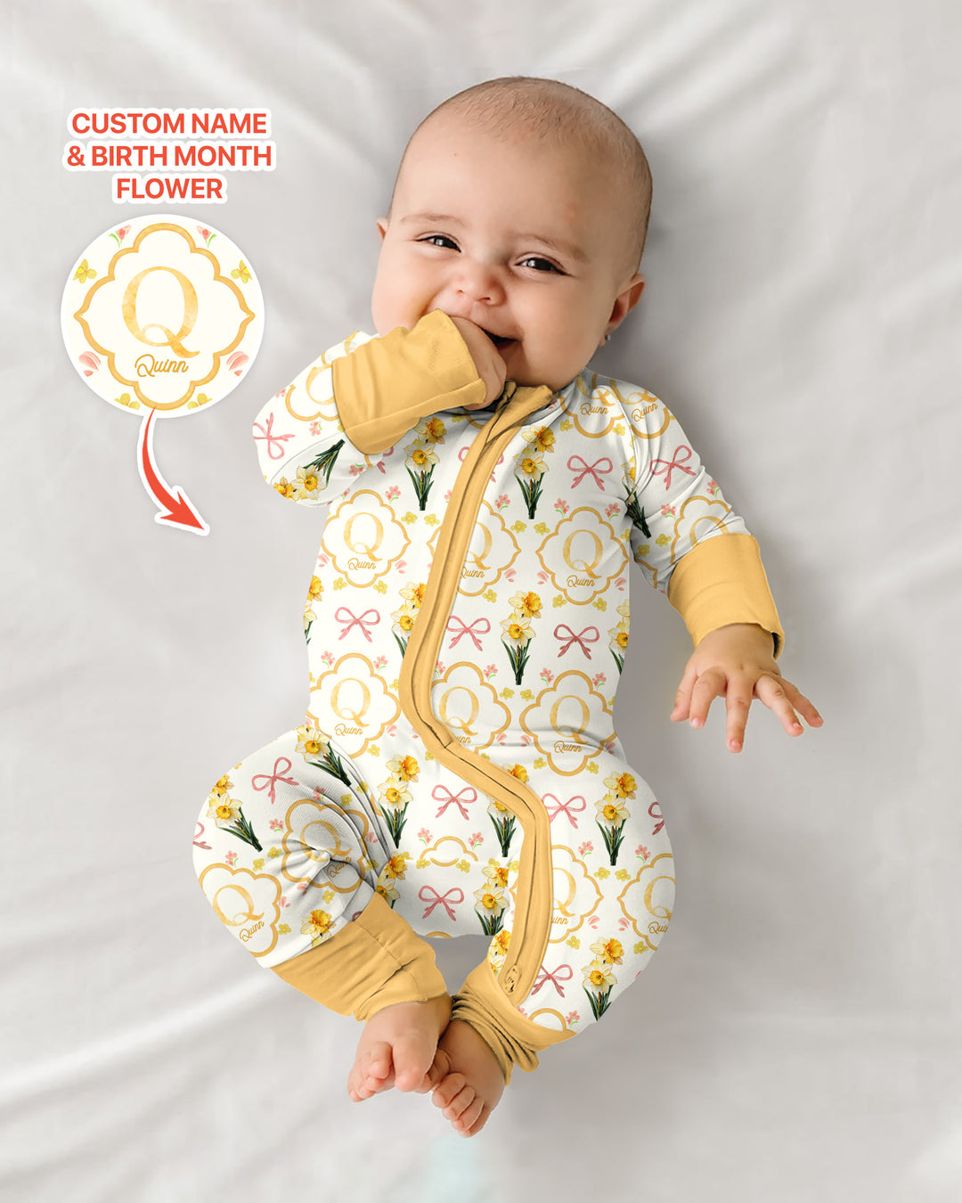 Personalized Birth Flower Mommy And Me Matching Bamboo Convertible Zippy