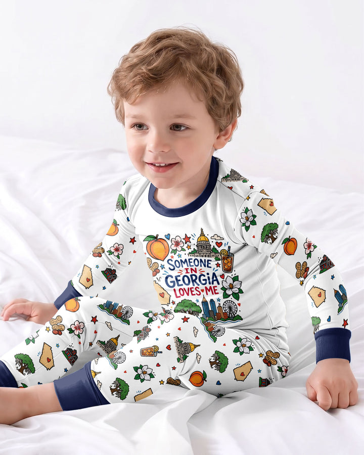 Someone in Georgia Loves Me Bamboo Two Piece Long Sleeve Pajama Set
