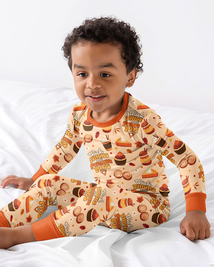 Thick Thighs and Pumpkin Pies Bamboo Two Piece Long Sleeve Pajama Set