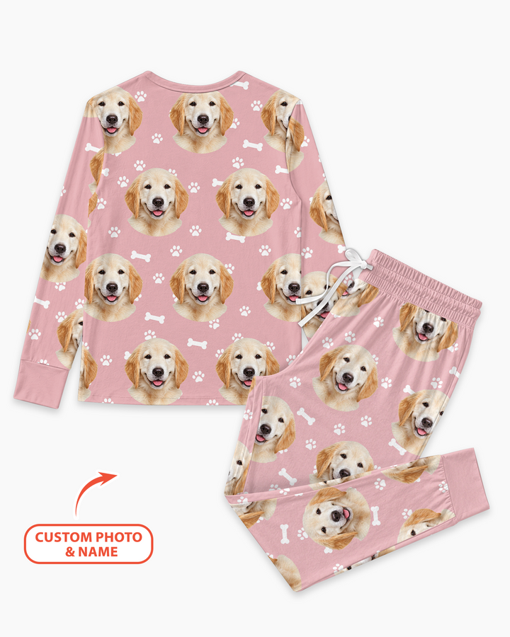 Custom Photo Pet Faces Pajamas Bamboo Women Pajama Set