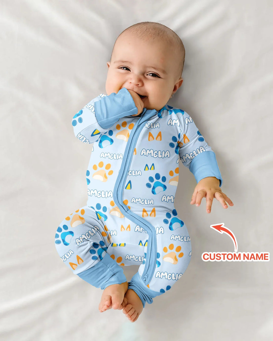 Custom Name Favourite Blue Dog Family Matching Bamboo Convertible Zippy