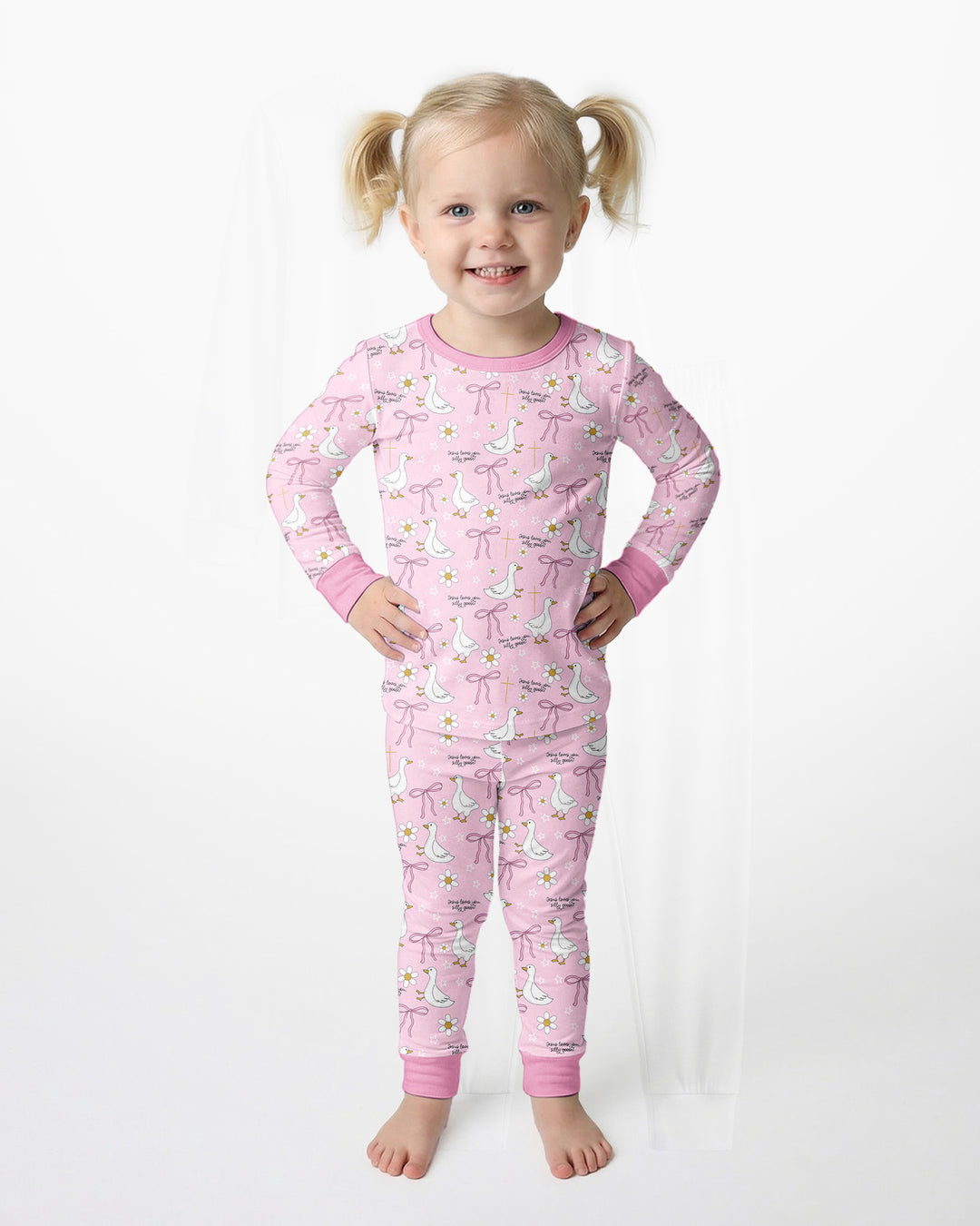 Jesus Loves You Silly Goose Bamboo Two Piece Long Sleeve Pajama Set